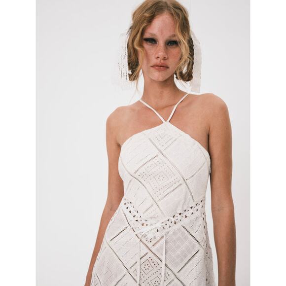 New FREE PEOPLE For Love & Lemons Temple Halter Midi Dress $269 SMALL White - Picture 7 of 8
